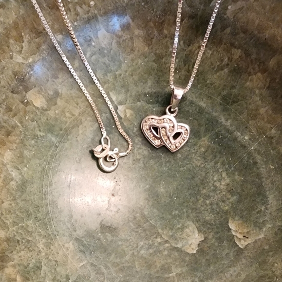 Double 💕 hearts sterling silver necklace - Picture 6 of 13